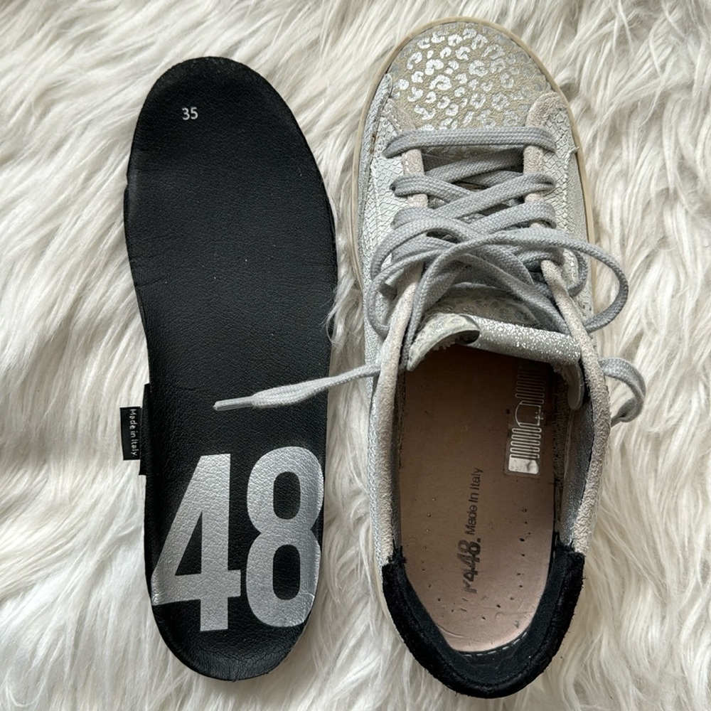 P448 Low Top White Leather Sneakers Size EU35/US5 - Picture 7 of 12